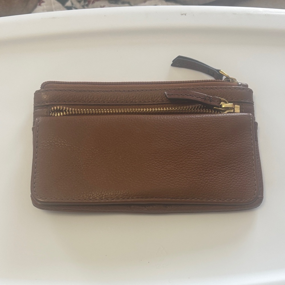 Fossil Brown Leather Wallet with Zipper